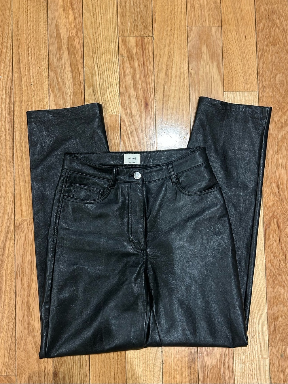 Wilfred Black Faux Leather High-Rise Skinny Jeans